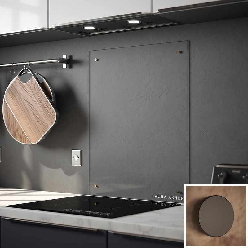 Laura Ashley Clear Glass Splashback With Caps 900 X 750Mm (1) Bronze