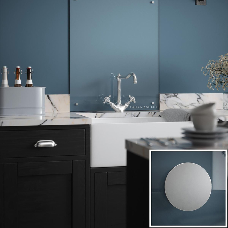 Laura Ashley Clear Glass Splashback With Satin Chrome Caps 600 X 750Mm (1)