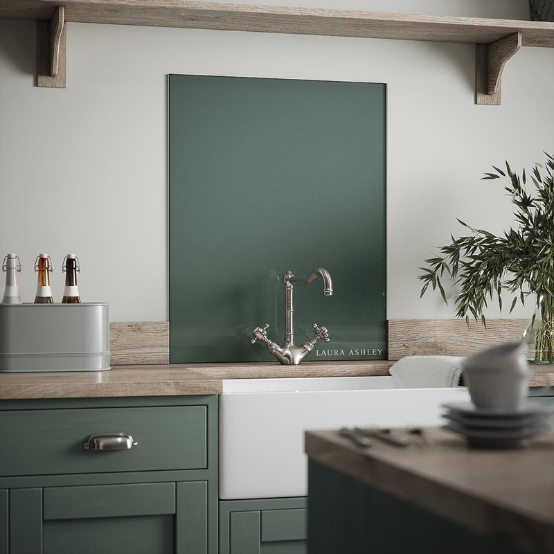 Laura Ashley Fern Glass Splashback 600 X 750Mm (1) Brass Green