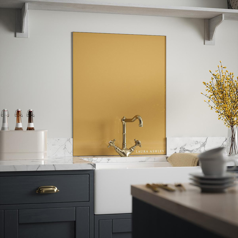 Laura Ashley Brass Glass Splashback 600 X 750Mm (1) Dark