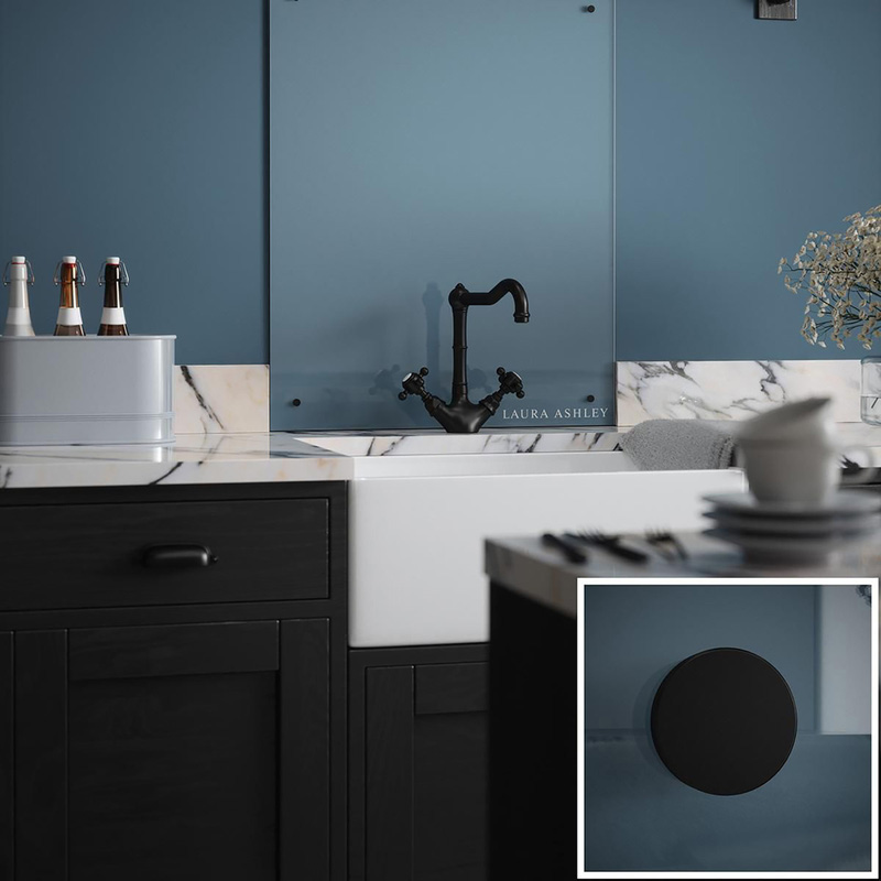 Laura Ashley Clear Glass Splashback With Matt Caps 600 X 750Mm (1) In Black
