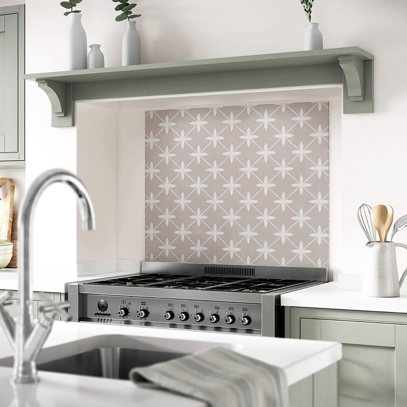 Laura Ashley Wicker Dove Glass Splashback 900 X 750Mm (1) In Grey