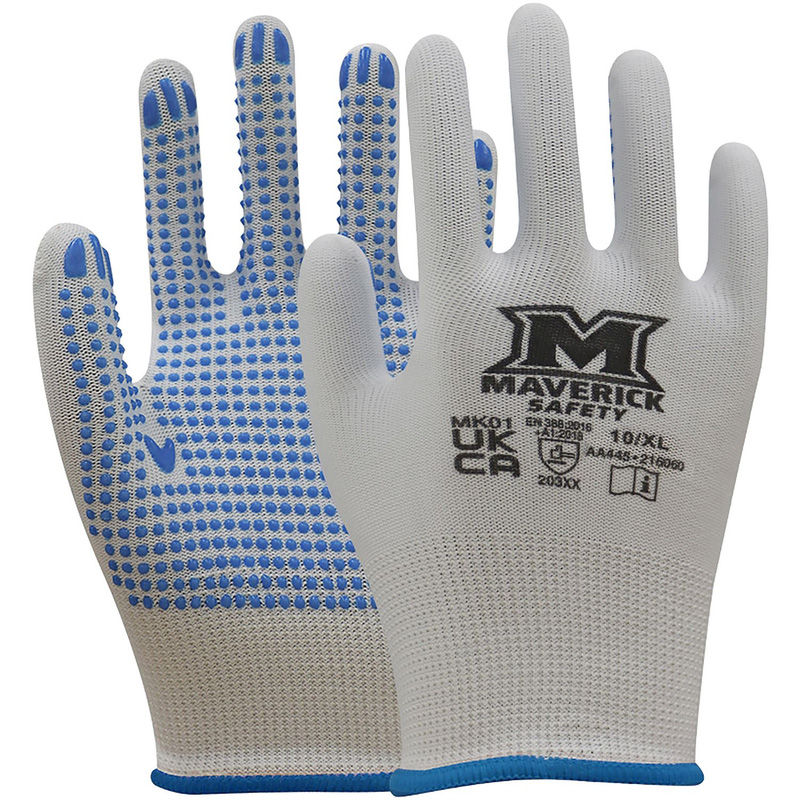 Maverick Safety Mk01 Pvc Dot Gripper Gloves X-Large (Pair) In White