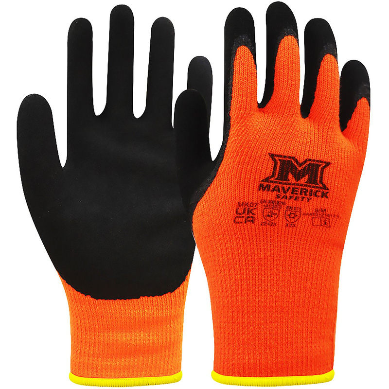 Maverick Safety Mk07 Thermal Work Gloves Medium (Pair) In Orange/Black Acrylic