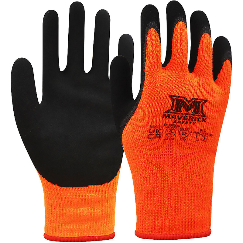 Maverick Safety Mk07 Thermal Work Gloves Large (Pair) In Orange/Black Acrylic