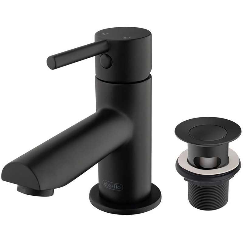 Ebb And Flo Ebb + Flo Pentle Cloakroom Mono Mixer Tap Matt In Black Steel