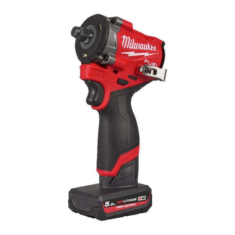 Milwaukee M12fciwf12g3-502X Fuel Compact 1/2" Impact Wrench With Friction Ring 2 X 5.0Ah In Black/Red