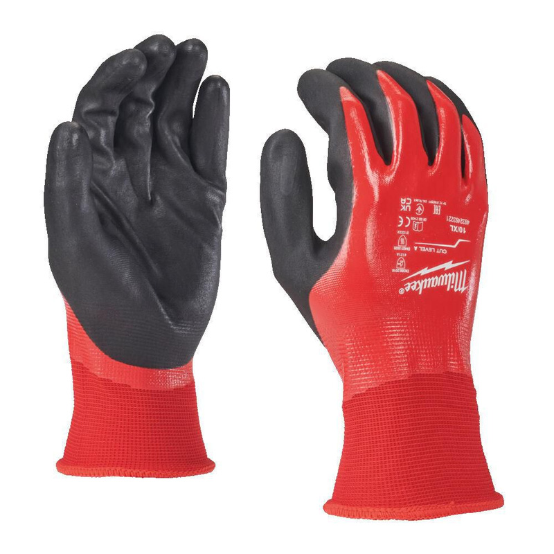 Milwaukee Fully Dip Cut Level A Gloves Medium In Red/Black