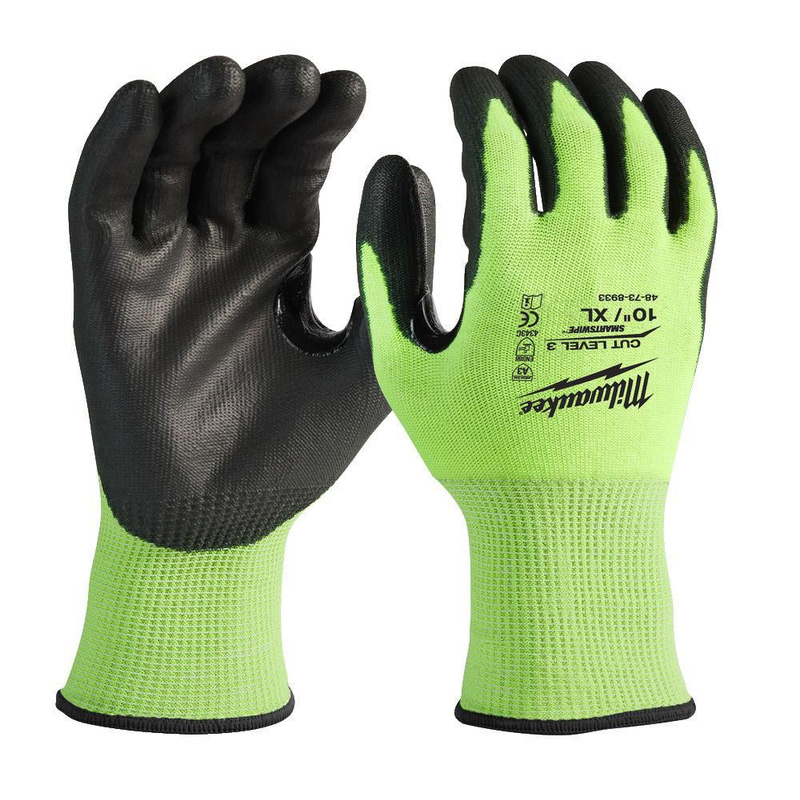 Milwaukee Hi-Vis Cut Level C Gloves In Black/Green