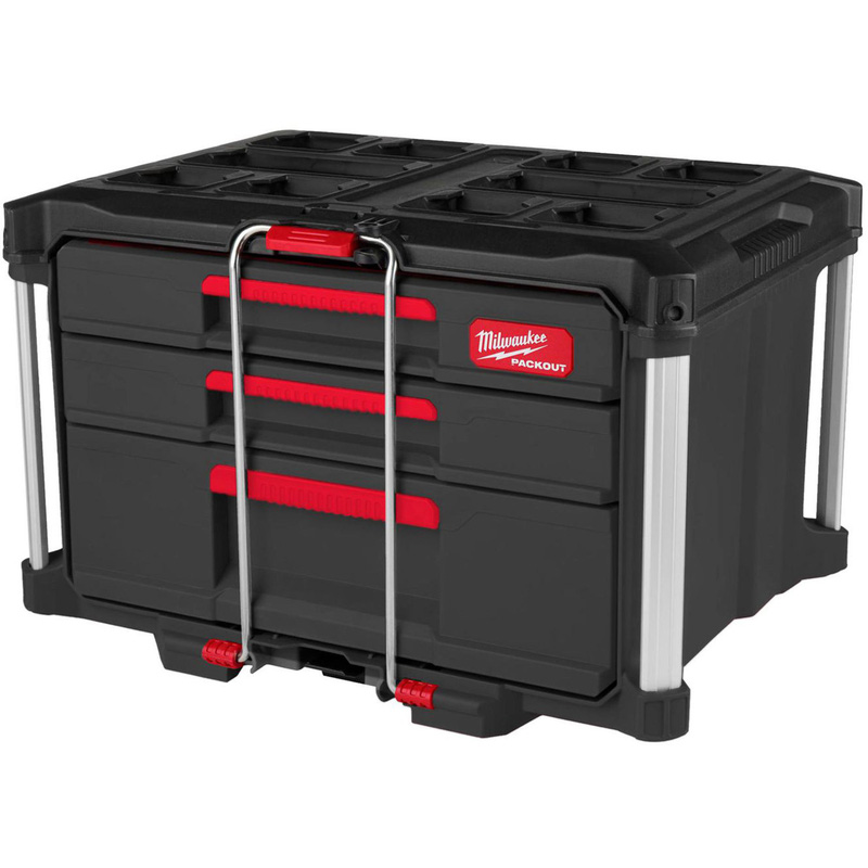 Milwaukee Packout 2+1 Drawer Tool Box 61 X 416 X 322Mm In Black Steel