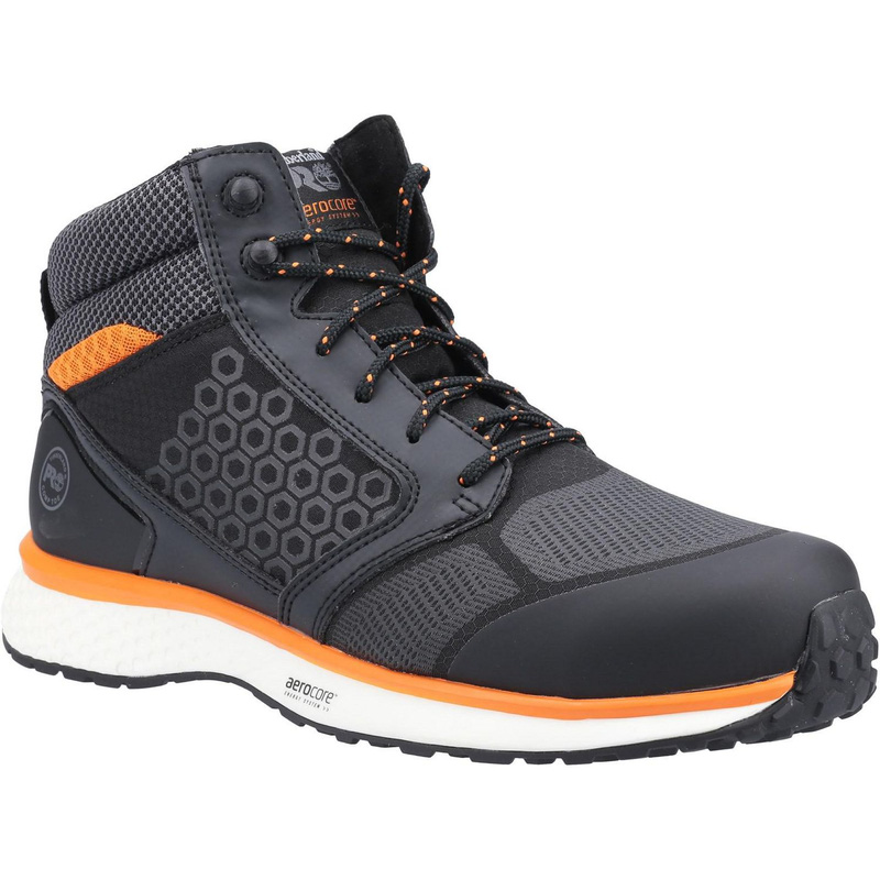 Timberland Pro Reaxion Mid Safety Trainer Boots In Black/Orange, Size 9 Fibreglass