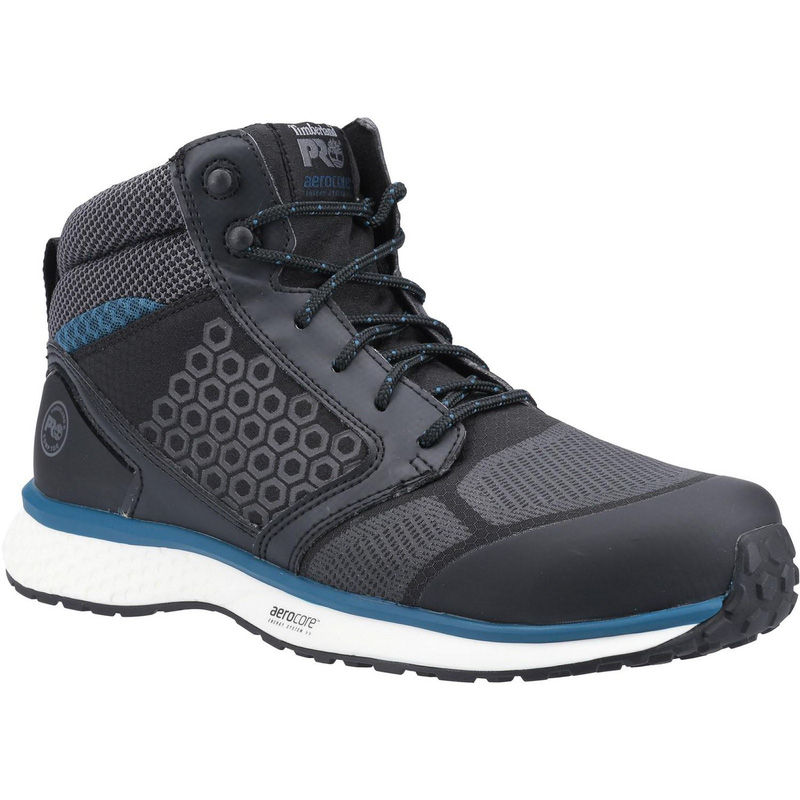 Timberland Pro Reaxion Mid Safety Trainer Boots In Black/Blue, Size 6 Fibreglass