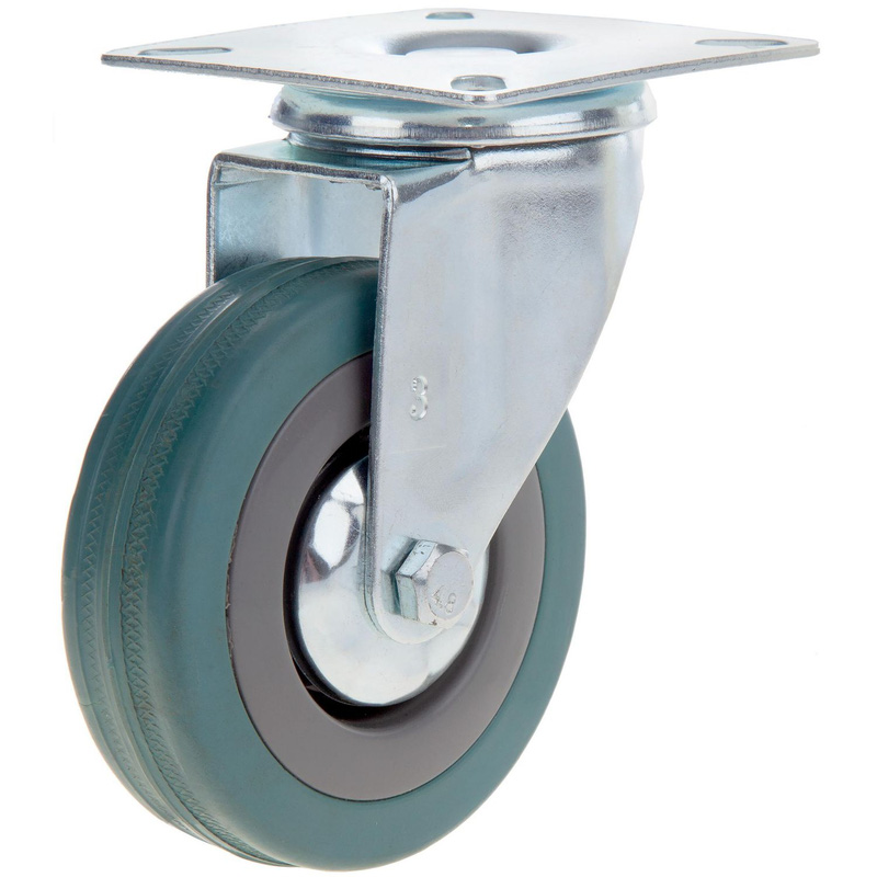Lockworks Swivel Plate Castor Rubber 100Mm 65Kg In Silver