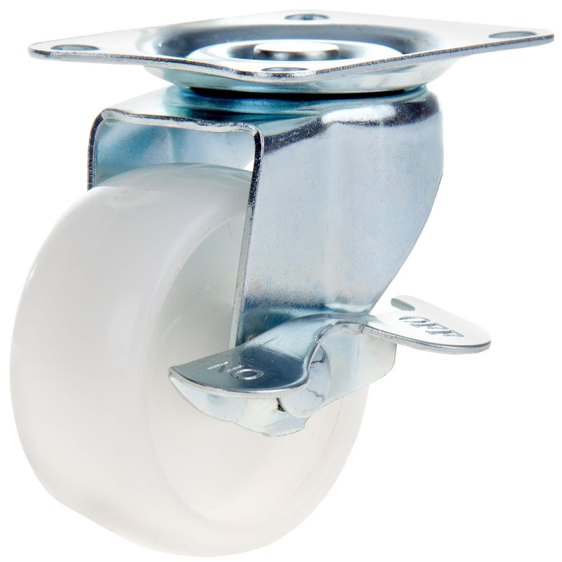Lockworks Swivel Plate Castor With Brake Nylon 50Mm 40Kg In Rubber Silver