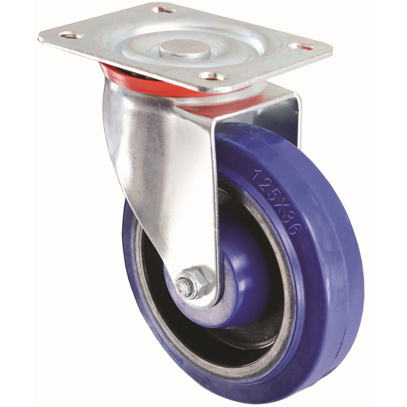 Lockworks General Duty Swivel Castor Wheel Electric 125Mm / 160Kg In Rubber Blue