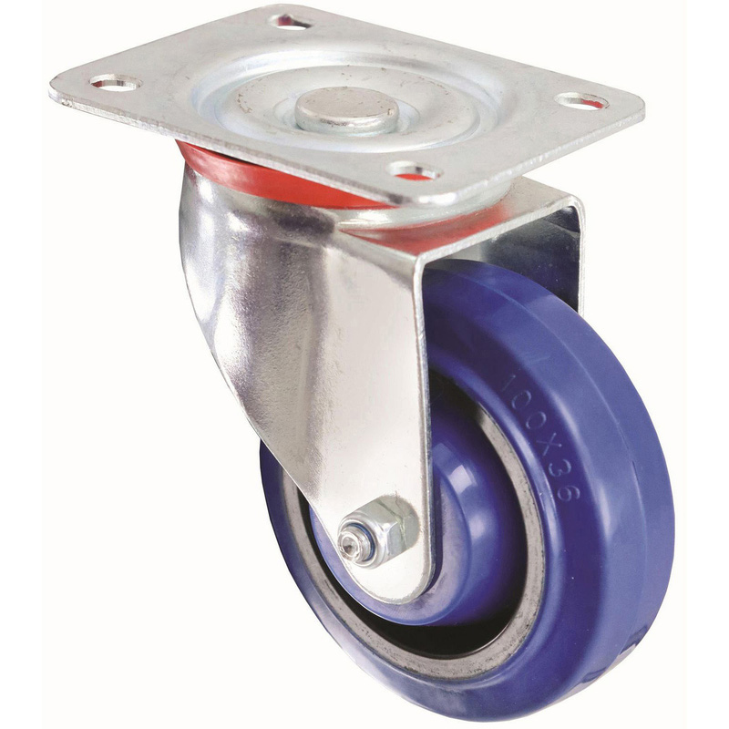 Lockworks General Duty Swivel Castor Wheel Electric 100Mm / 125Kg In Rubber Blue