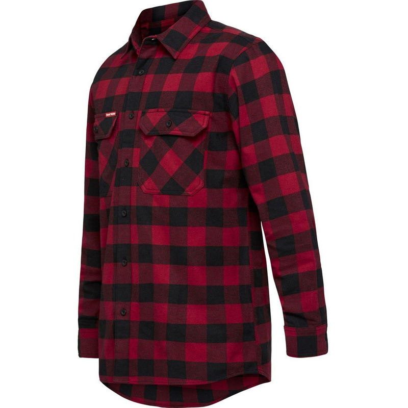 Hard Yakka Long Sleeve Check Flannel Shirt In 100% Cotton Red Small