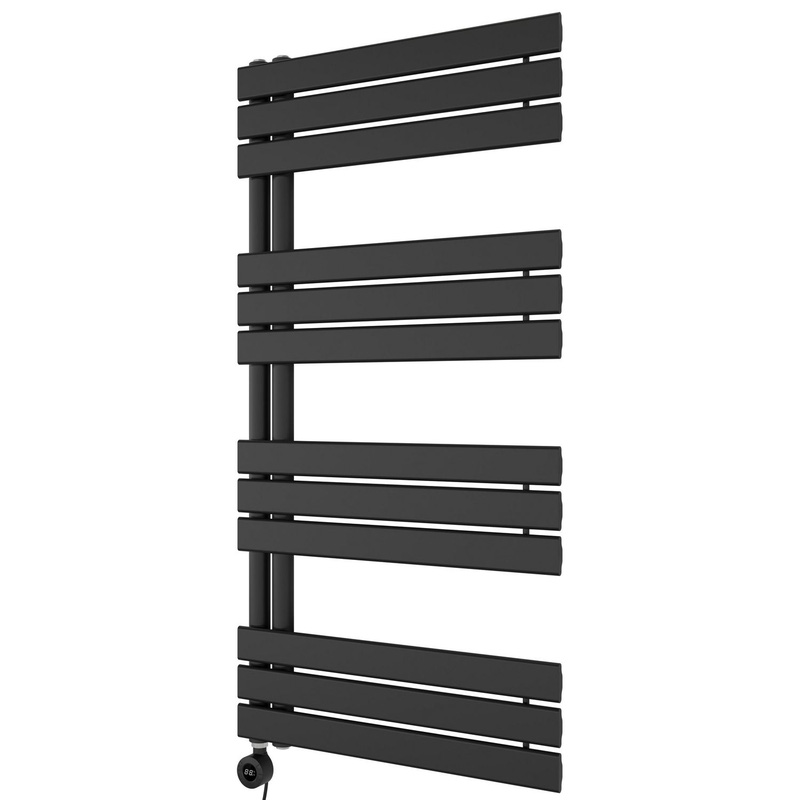 Azur Emilia Open Electric Designer Panel Towel Radiator 1200 X 600Mm In Black Aluminium