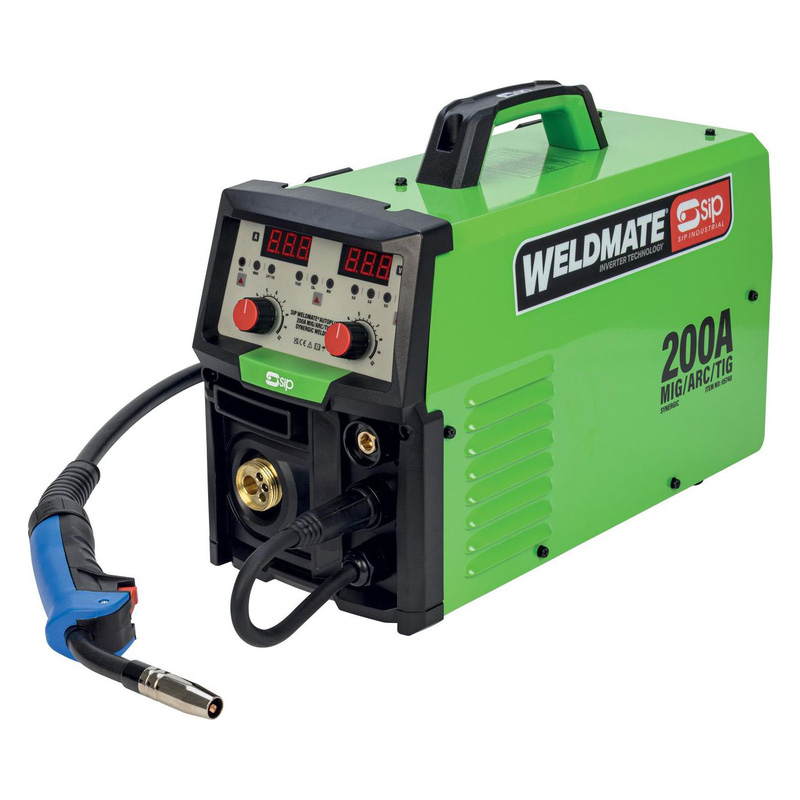 Sip Weldmate Autoplus Mig/Arc/Tig 200A Welder 230V / 16A In Green Steel