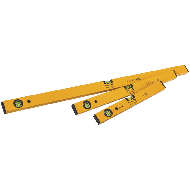 Stabila Classic 70 Spirit Level Set 3 Piece 400, 600 & 1000Mm In Yellow Aluminium