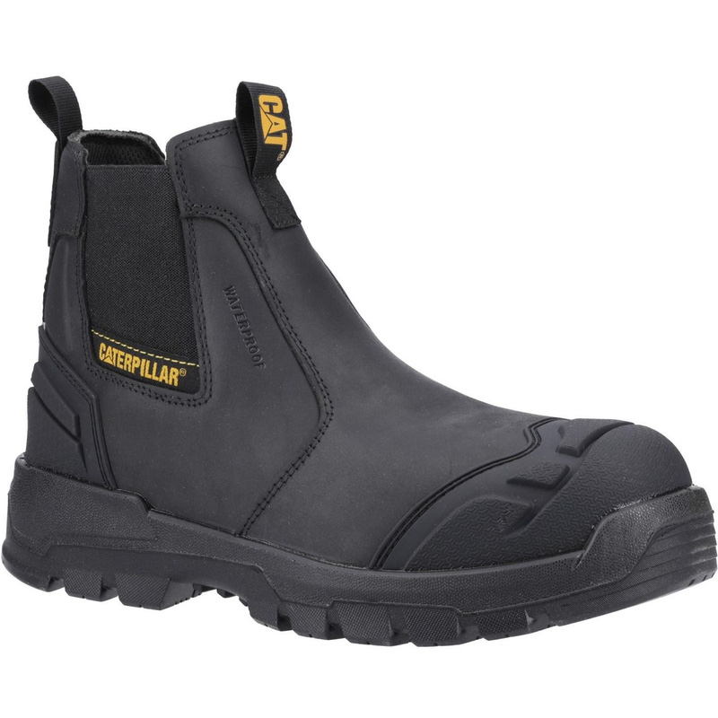 Cat Striver Xl Waterproof Safety Dealer Boots /Yellow In Black, Size 13 Rubber/Steel