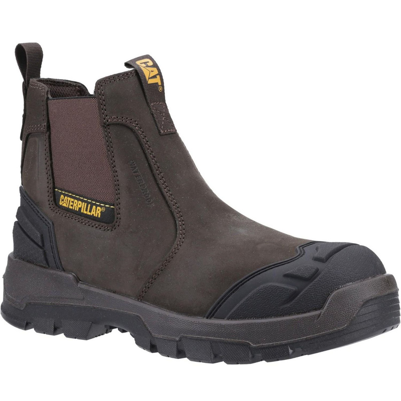 Cat Striver Xl Waterproof Safety Dealer Boots /Yellow In Brown, Size 9 Rubber/Steel