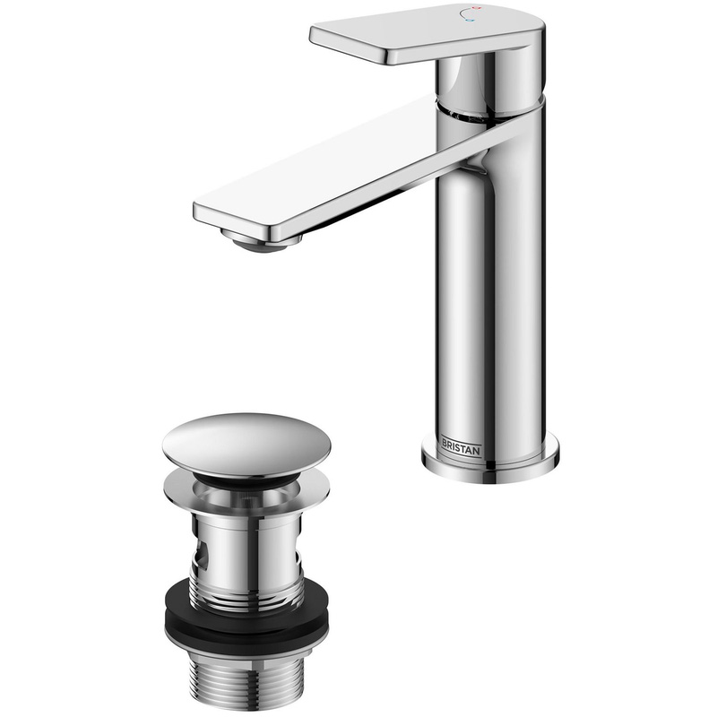 Bristan Frammento Eco Start Basin Mixer With Clicker Waste In Chrome