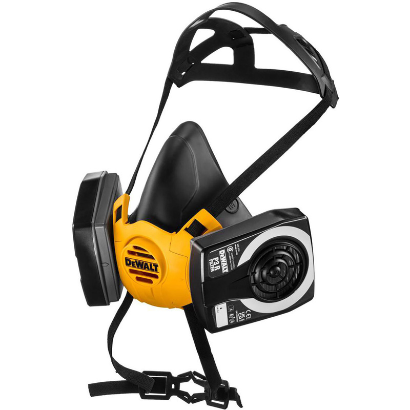 Dewalt Half Mask Respirator With P3 Filters Medium In Black/Yellow