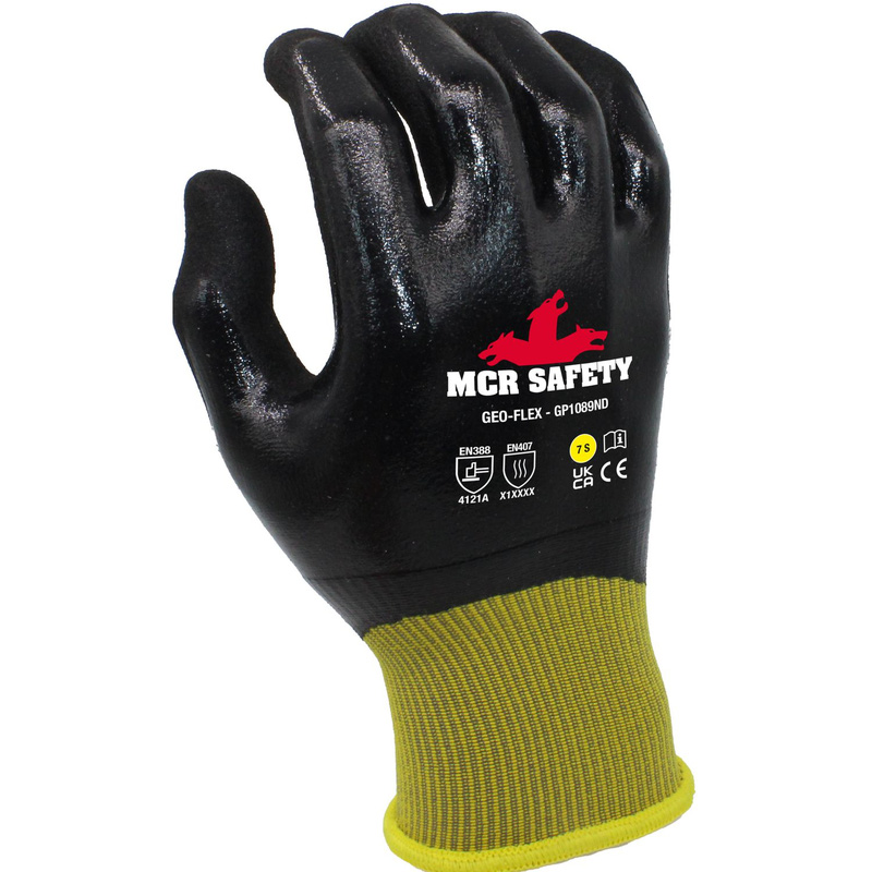 Mcr Safety Mcr Geo-Flex Waterproof Nitrile Gloves In Black/Yellow