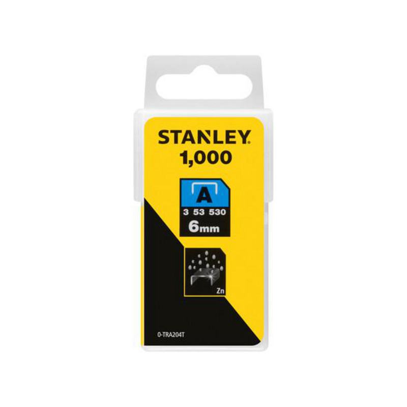 Stanley Light Duty Staples 6Mm (1000 Pack) In Silver Plastic