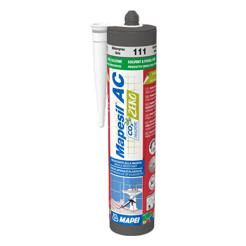 Mapei Mapesil Ac Zero Solvent Free Silicone Sealant 310Ml In Silver/Grey
