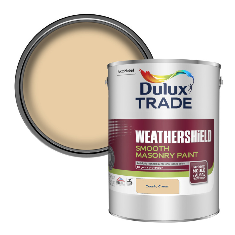 Dulux Trade Weathershield Smooth Masonry Paint 5L In County Cream