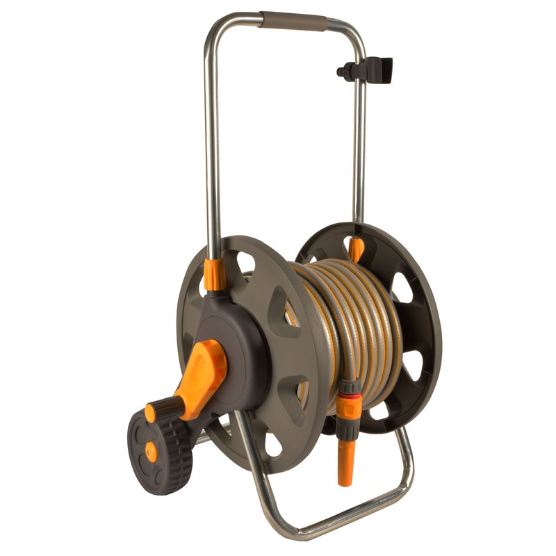 Hozelock Assembled Hose Cart 60M Capacity With 30M Hose In Grey/Yellow