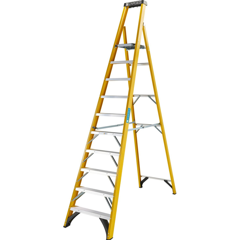Zarges Grp Platform Step Ladder 10 Tread In Fibreglass Yellow