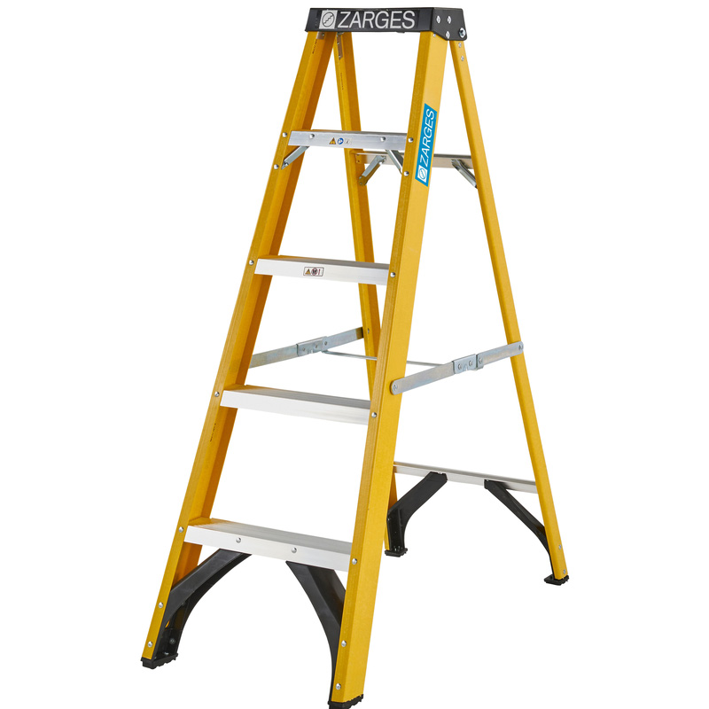 Zarges Grp Swingback Step Ladder 5 Tread In Fibreglass Yellow