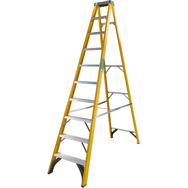 Zarges Grp Swingback Step Ladder 10 Tread In Fibreglass Yellow