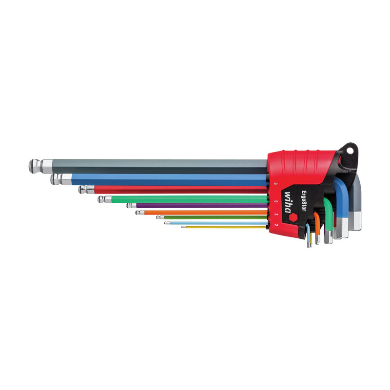Wiha Ergostar Hex Key Set (10 Piece) In Grey/Green/Blue Steel