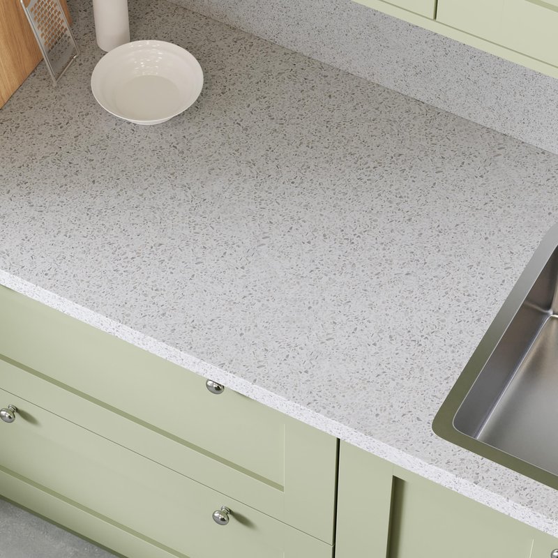 Wilsonart Options Plus Lunar Quartzstone Postformed Worktop 3000Mm X 600Mm X 38Mm (1) In White