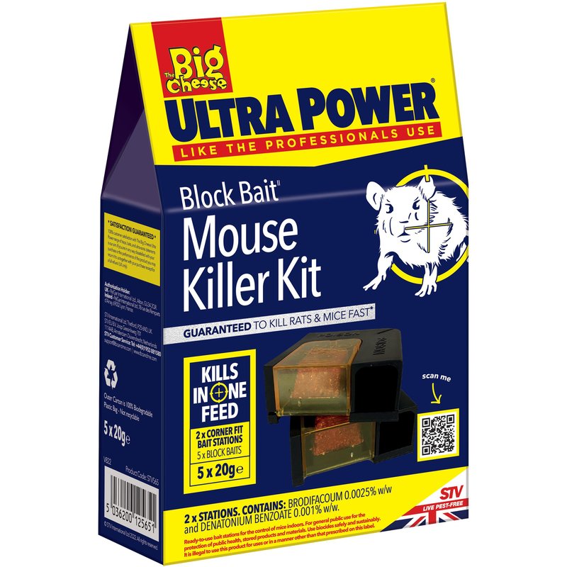 Big Cheese Block Bait Mouse Killer Kit Twinpack In Blue