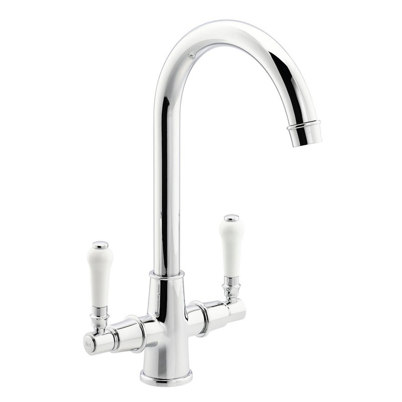 Abode Keswick Dual Lever Mono Mixer Kitchen Tap In Chrome Brass