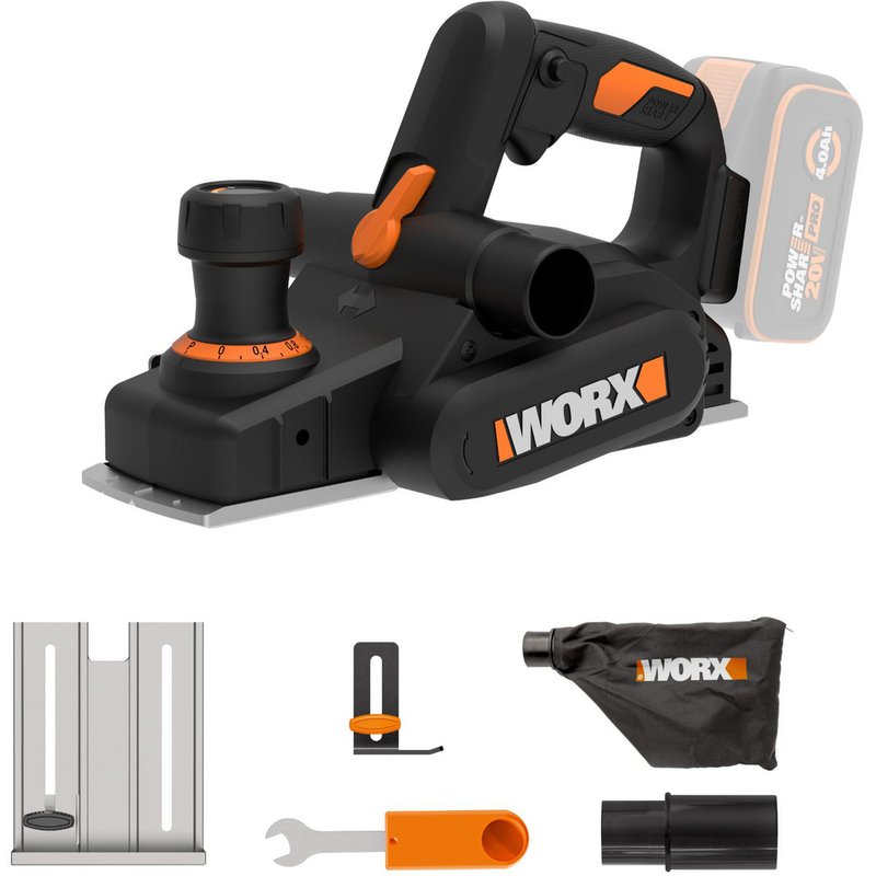Worx 20V Cordless Brushless Planer Body Only In Black Aluminium
