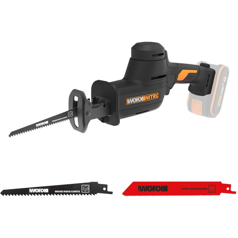 Worx 20V Cordless Brushless Reciprocating Saw Body Only In Black Plastic