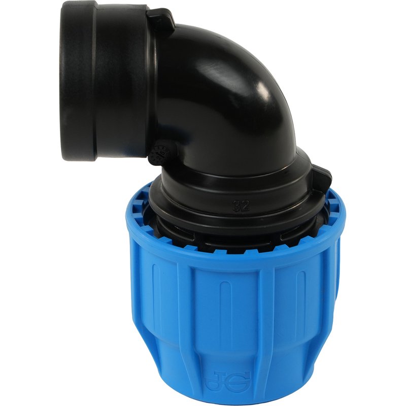 Rwc John Guest Mdpe Compression Female Threaded Elbow 20Mm X 1/2" In Black/Blue